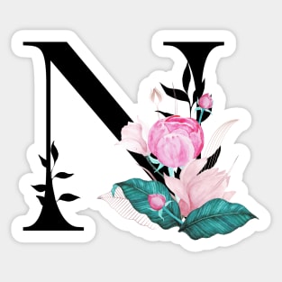 Floral Monogram N Sticker